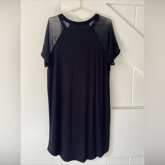 American Eagle Short Sleeve Dress Size XL Black Mesh Sheer Sleeves Knee Length - Picture 2 of 2